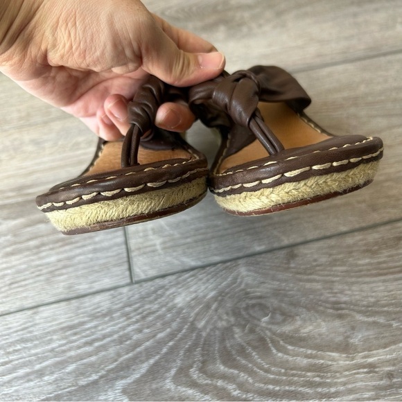 Born Brown Leather Espadrille Wedge Flip Flop Sandal - Picture 5 of 16